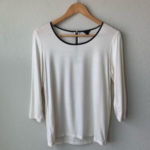 Ann Taylor | Cream Top With Black Trim & Zip